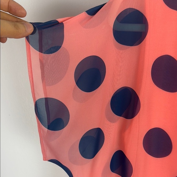 CHARLIE B Orange and Polka Dot Blue Boxy Blouse Size Medium - Picture 4 of 10